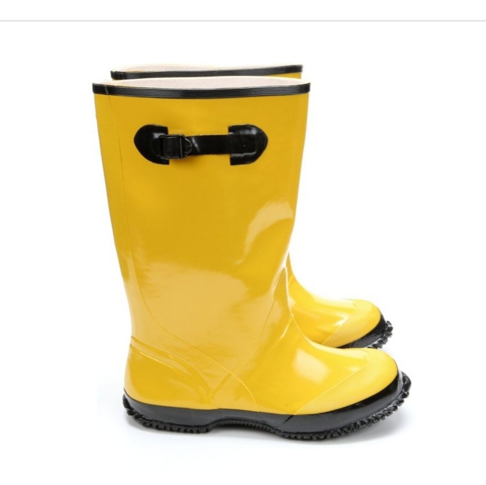 Lined Yellow Rubber Boots Slush Construction Rain - Picture 2 of 7